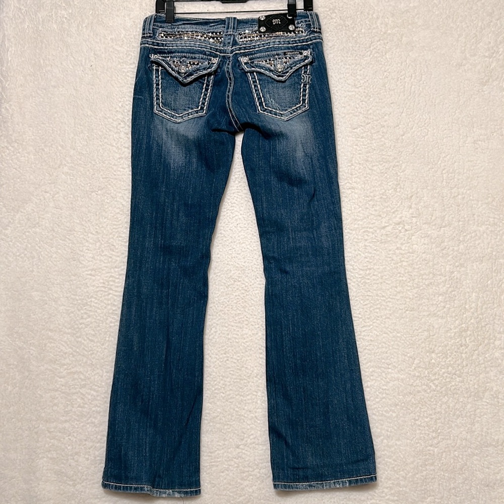 Miss me sequin bling pocket boot, cut jeans size 27